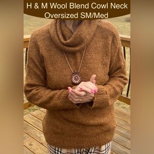 H & M Wool/Alpaca Blend Copper/Brown Cowl-neck SWEATER🔥 OVERSIZED SM/Med🔥EUC🔥